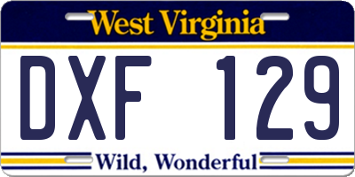 WV license plate DXF129