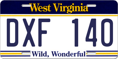 WV license plate DXF140