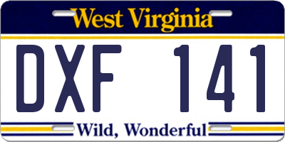 WV license plate DXF141