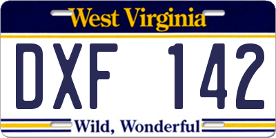 WV license plate DXF142