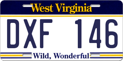 WV license plate DXF146