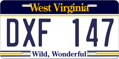 WV license plate DXF147