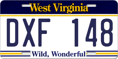 WV license plate DXF148