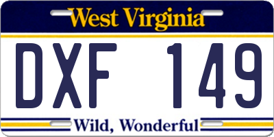 WV license plate DXF149