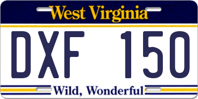 WV license plate DXF150