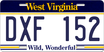 WV license plate DXF152