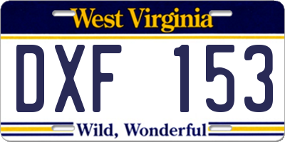 WV license plate DXF153