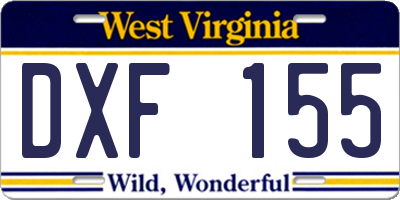 WV license plate DXF155
