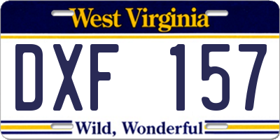 WV license plate DXF157