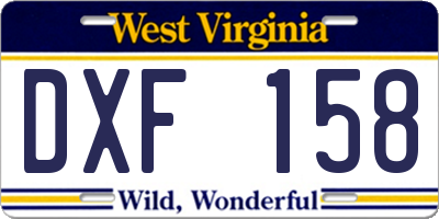 WV license plate DXF158