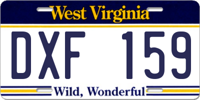 WV license plate DXF159