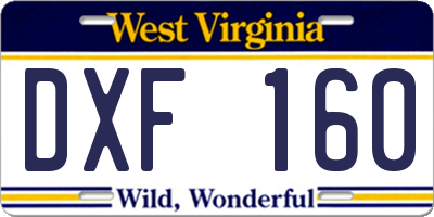 WV license plate DXF160