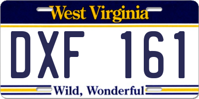 WV license plate DXF161