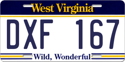 WV license plate DXF167