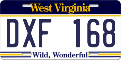 WV license plate DXF168