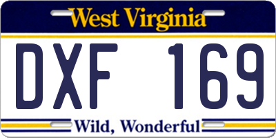 WV license plate DXF169