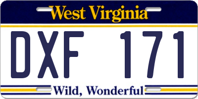 WV license plate DXF171
