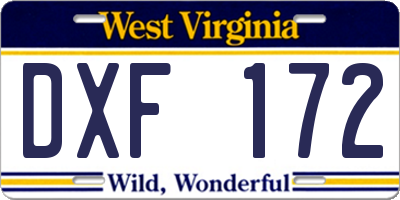 WV license plate DXF172