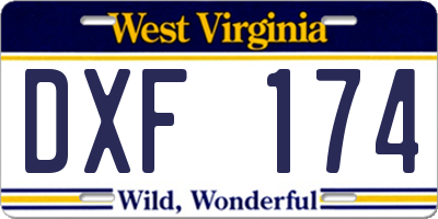 WV license plate DXF174