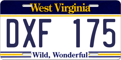 WV license plate DXF175