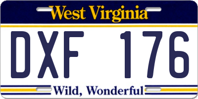 WV license plate DXF176