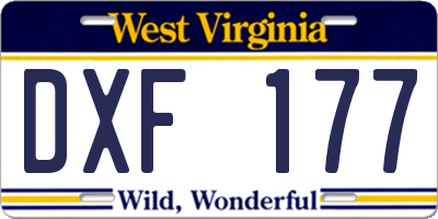 WV license plate DXF177