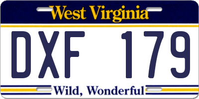 WV license plate DXF179
