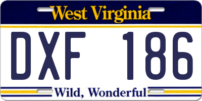 WV license plate DXF186
