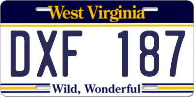 WV license plate DXF187