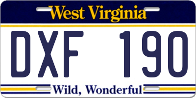 WV license plate DXF190