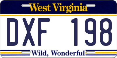 WV license plate DXF198