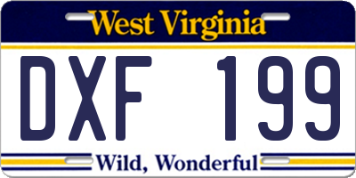 WV license plate DXF199