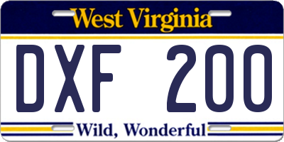 WV license plate DXF200