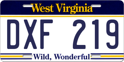 WV license plate DXF219
