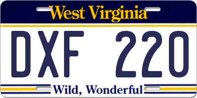 WV license plate DXF220