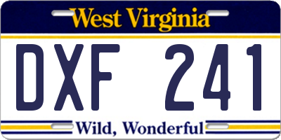 WV license plate DXF241
