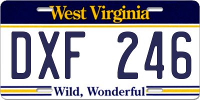 WV license plate DXF246