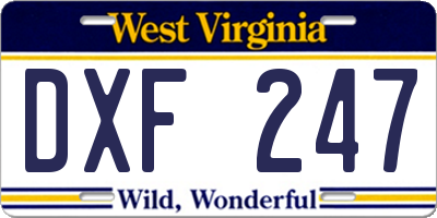 WV license plate DXF247