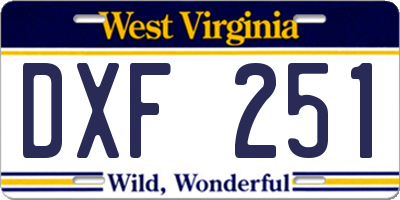 WV license plate DXF251