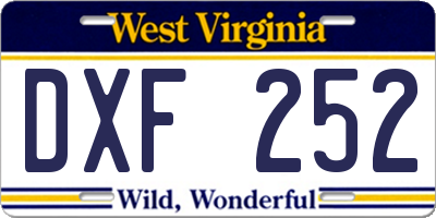 WV license plate DXF252