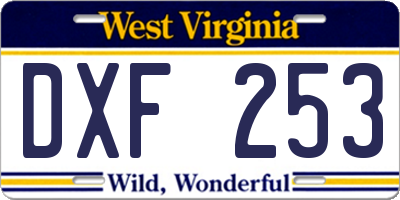 WV license plate DXF253
