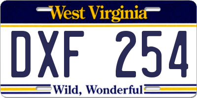 WV license plate DXF254