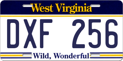 WV license plate DXF256