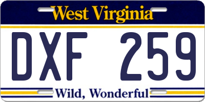 WV license plate DXF259