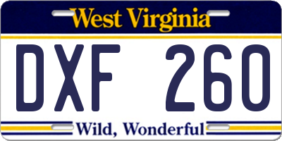 WV license plate DXF260