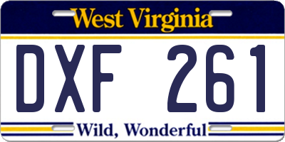 WV license plate DXF261