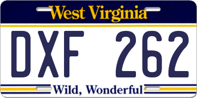WV license plate DXF262