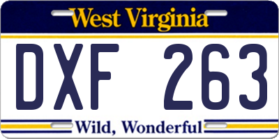 WV license plate DXF263