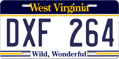 WV license plate DXF264