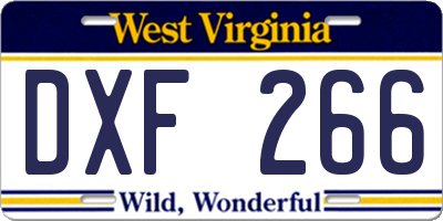 WV license plate DXF266